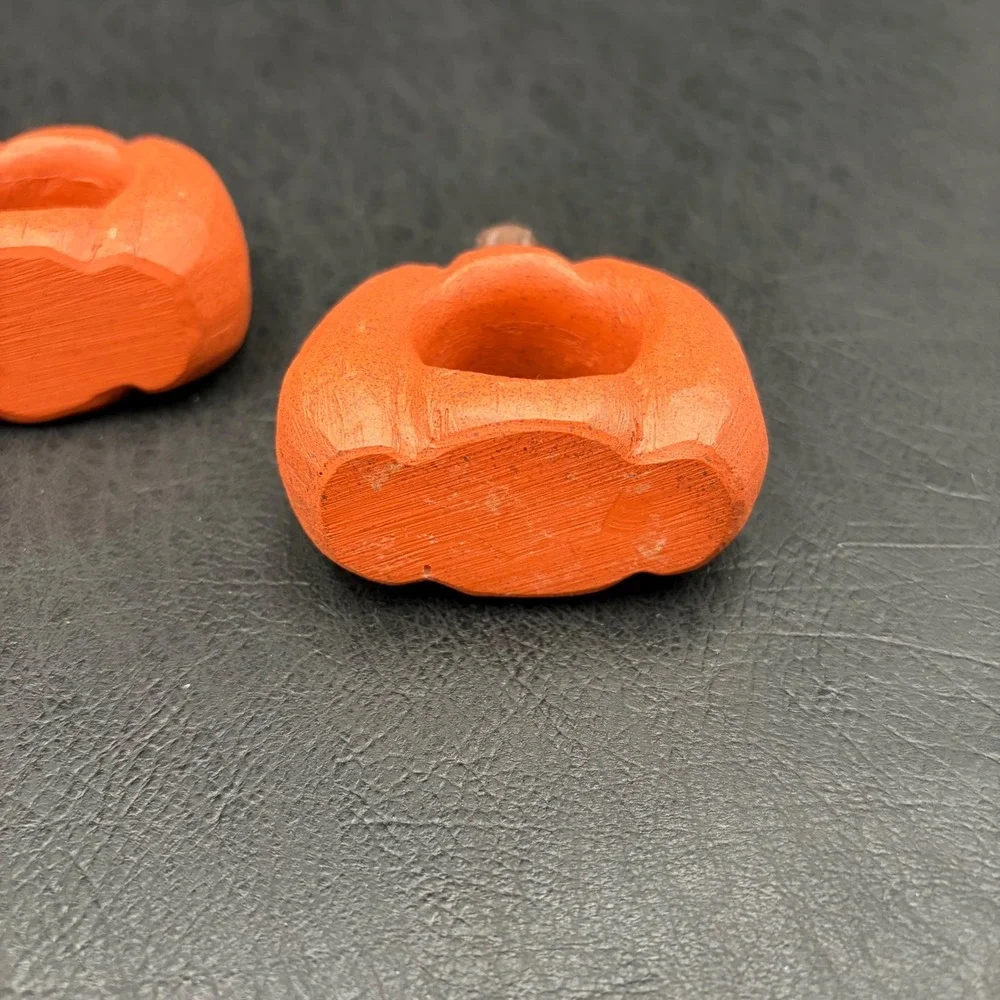 Set of 4 Rustic Orange Pumpkin Napkin Rings Fall Thanksgiving Table Decor Resin